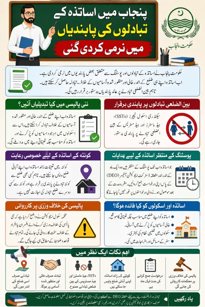Teacher Transfer Restrictions Relaxed Across Punjab Full Details 2026