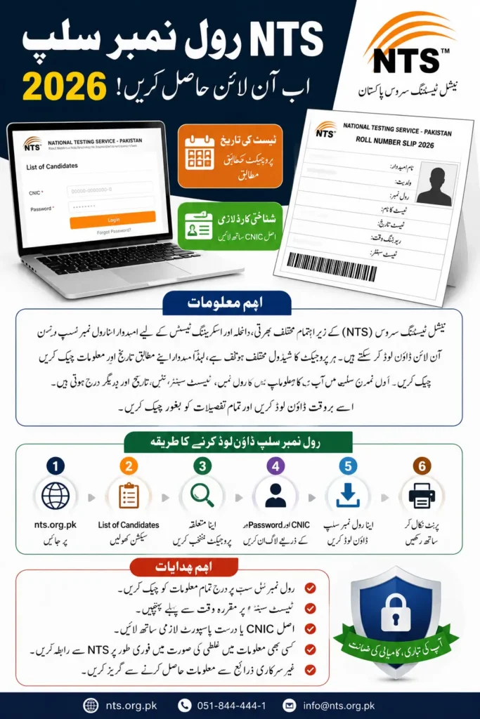 NTS Login Roll No Slip 2026 Download By CNIC Online Full Details Step By Step