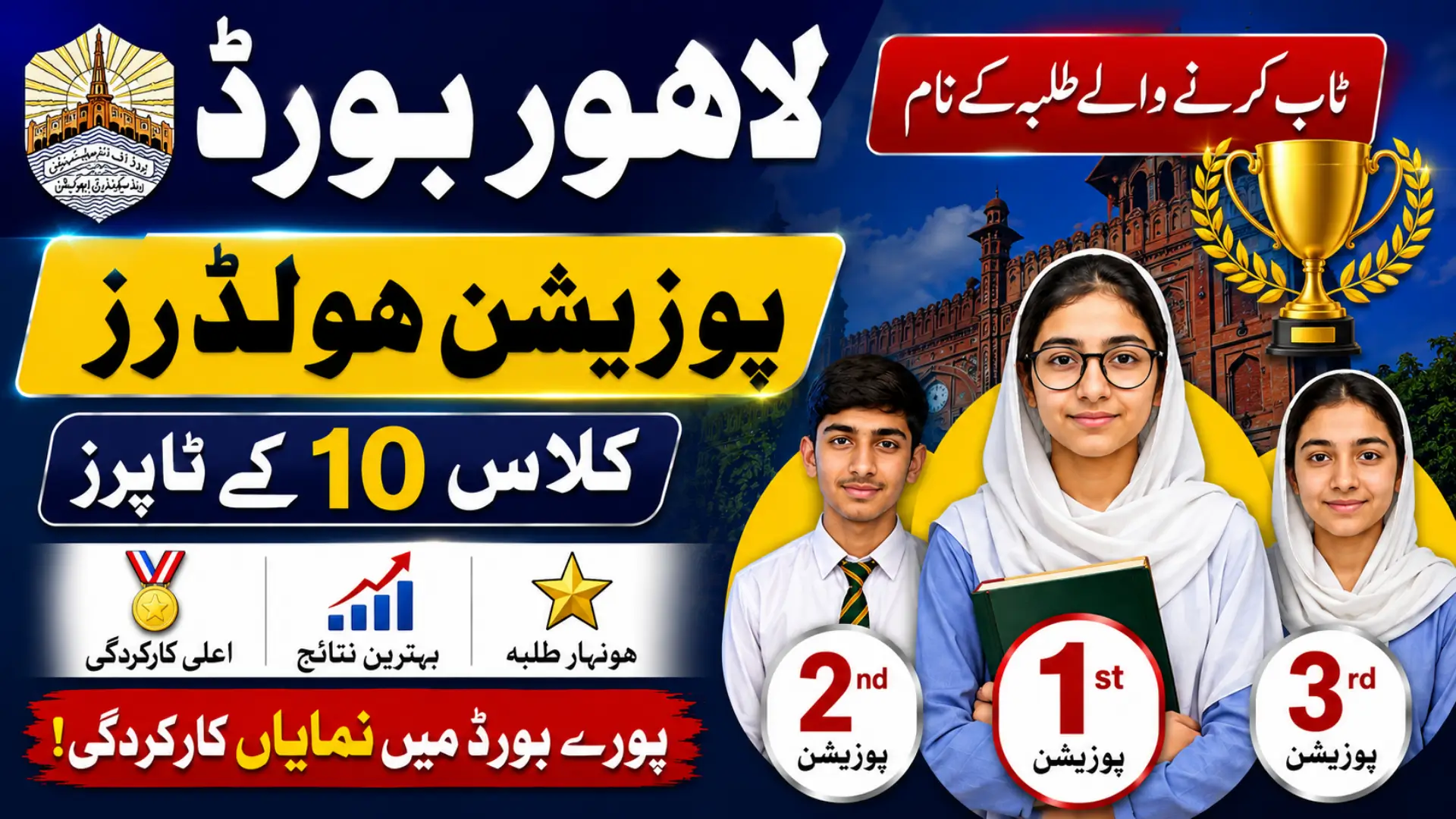BISE Lahore Position Holders 2026 Out Class 10 For Matric Toppers