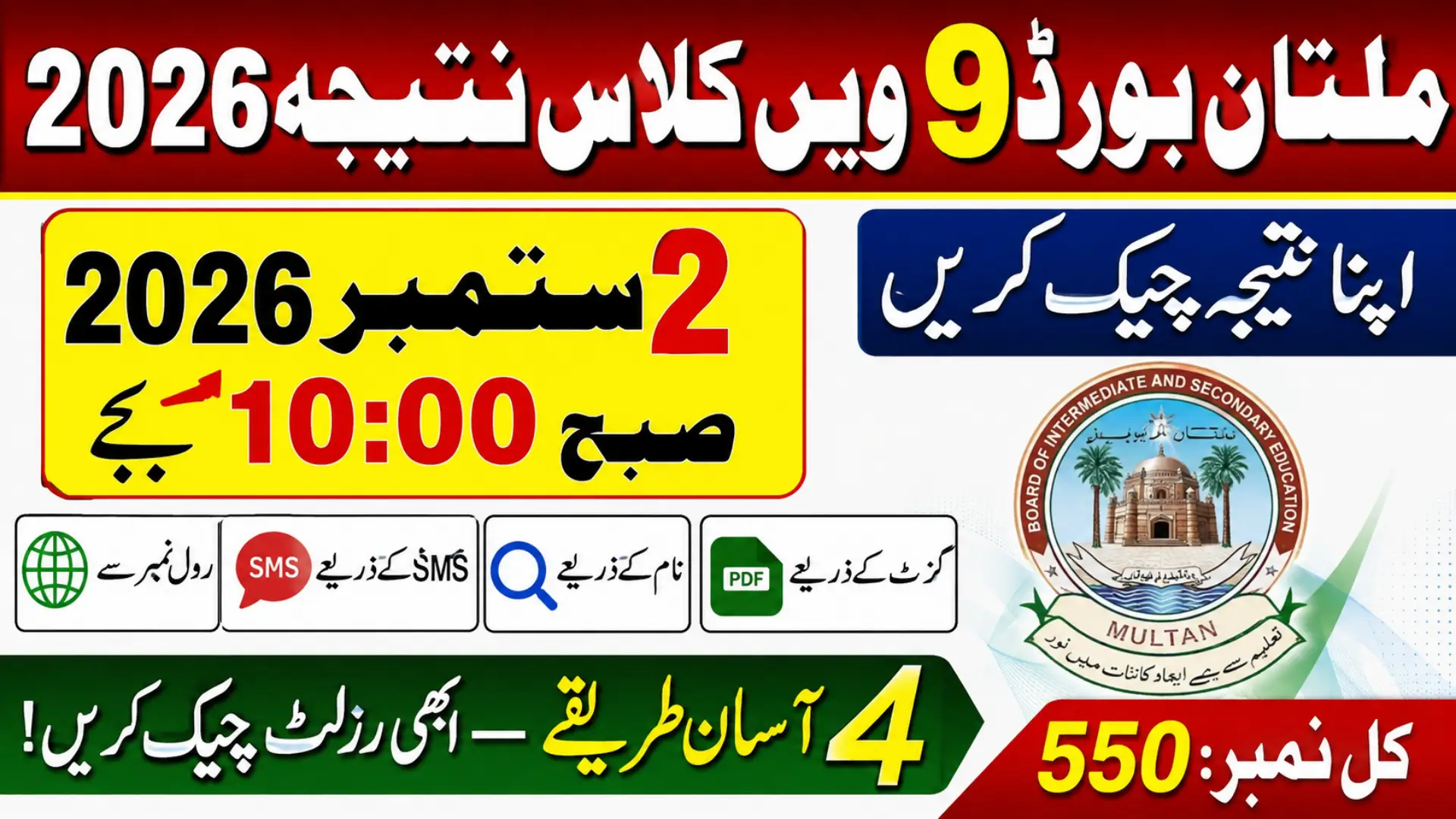 BISE Multan 9th Result 2026 Check Your Result by Roll Number, SMS & Gazette