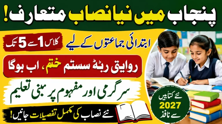 Punjab Introduces Major Curriculum Changes for Primary Students Full Details