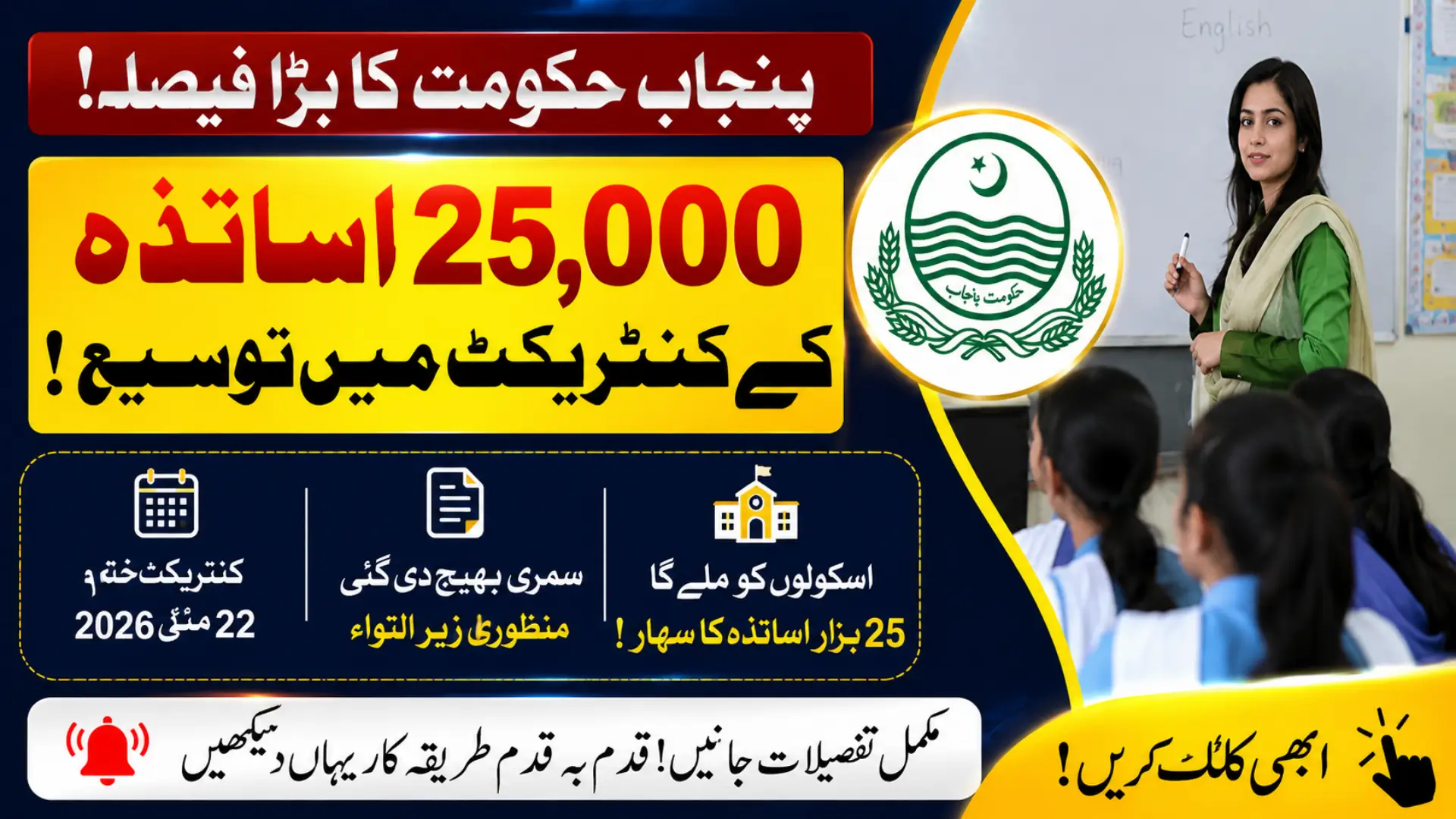 Punjab Set to Extend Contracts for 25,000 Teachers Full Details Step By Step