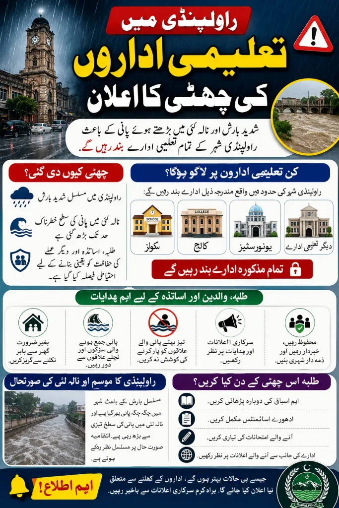 Public Holiday Announced for Schools, Colleges and Universities in Rawalpindi